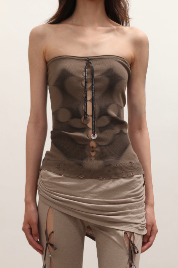 RUI built 25 autumn and winter lace-up tube top RUI-RAW25KN01-Taupe gray brown